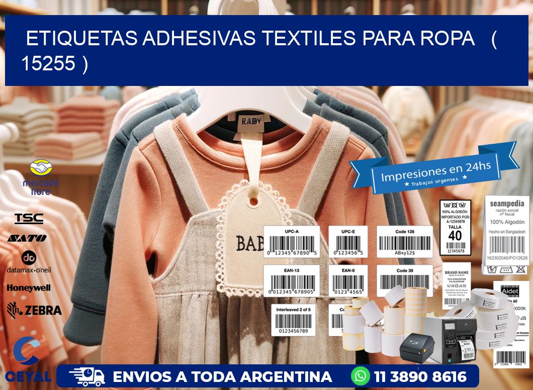 ETIQUETAS ADHESIVAS TEXTILES PARA ROPA   ( 15255 )