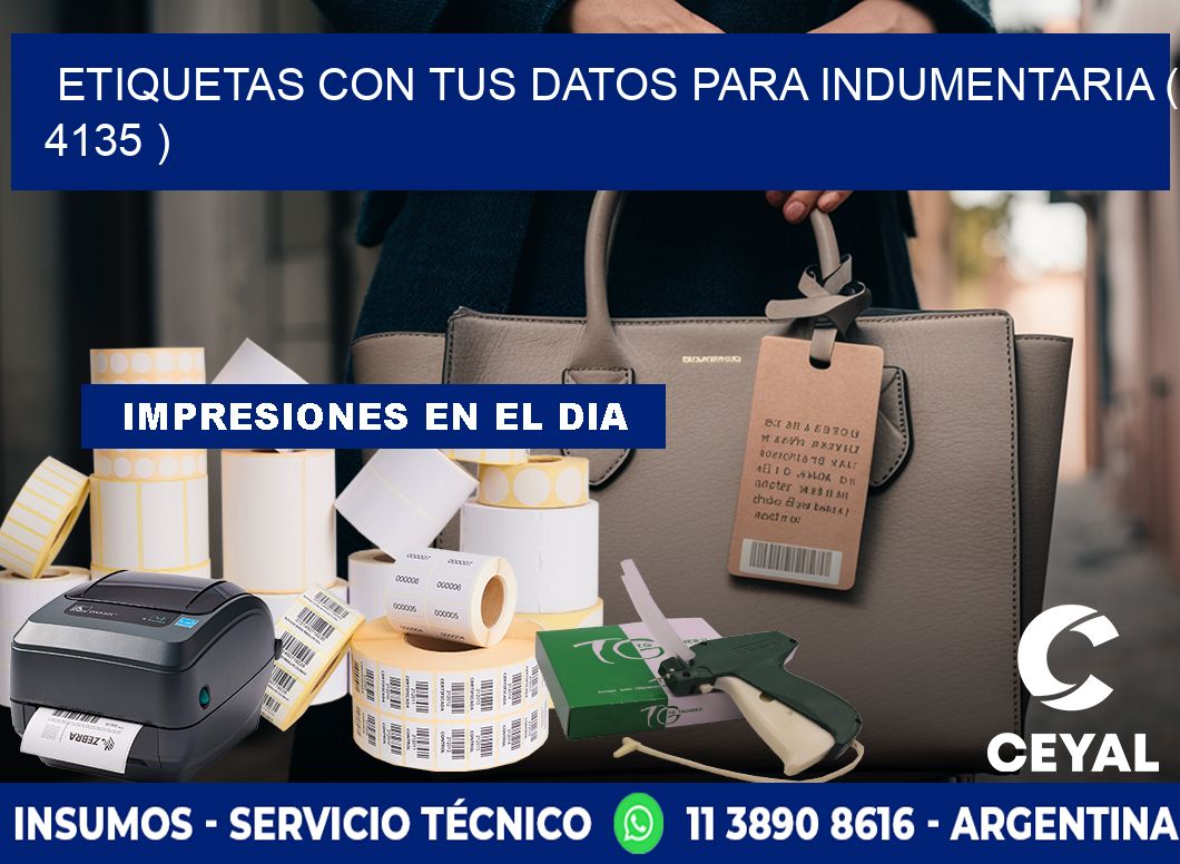 ETIQUETAS CON TUS DATOS PARA INDUMENTARIA ( 4135 )