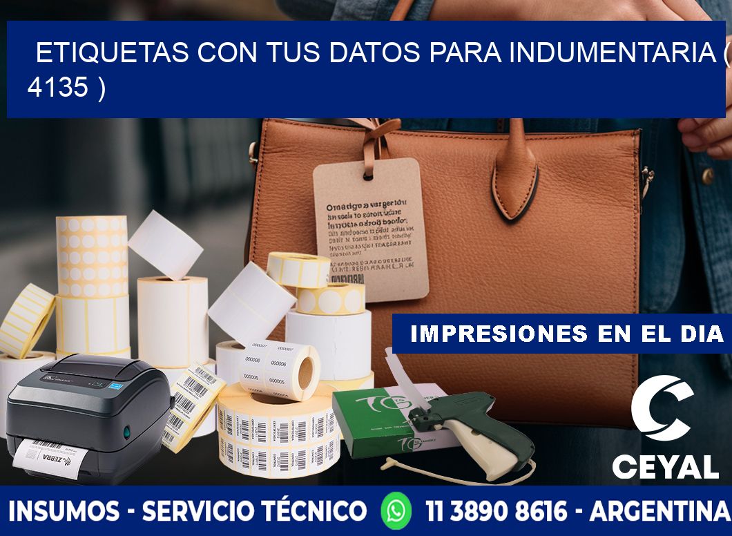 ETIQUETAS CON TUS DATOS PARA INDUMENTARIA ( 4135 )
