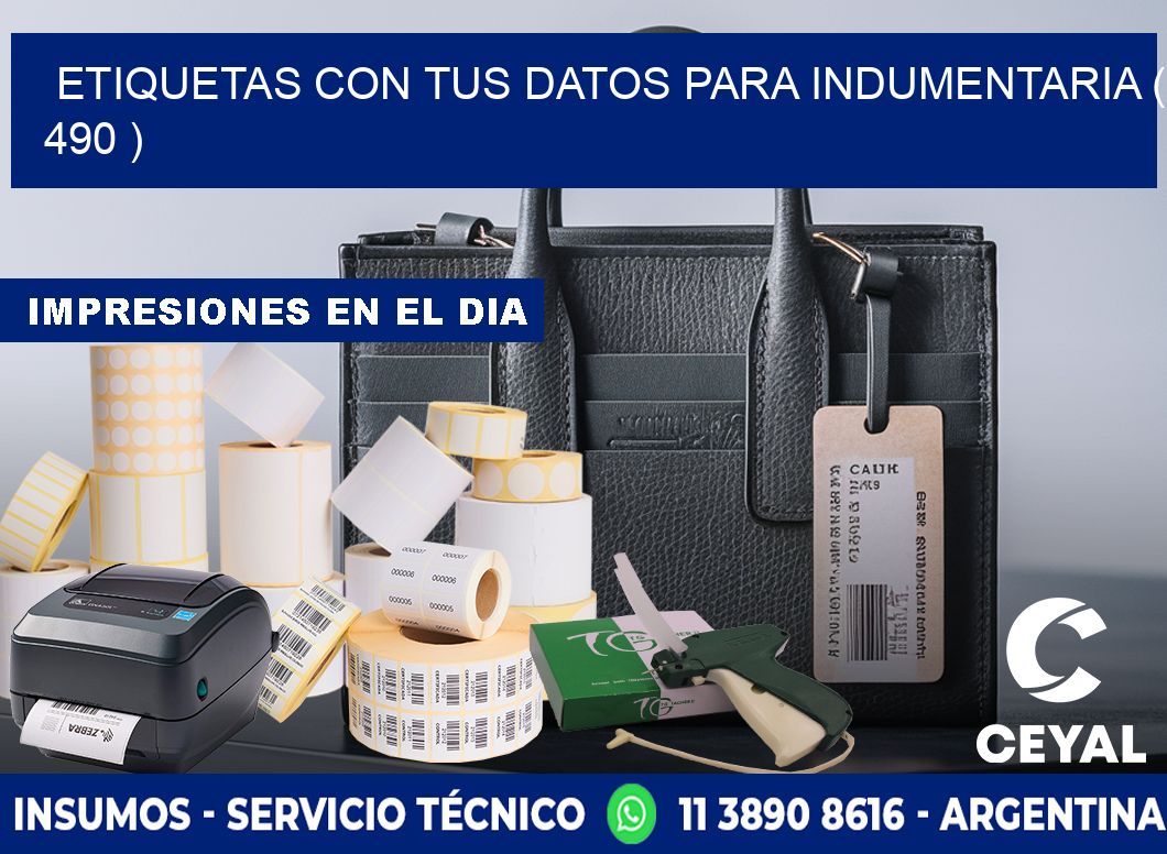 ETIQUETAS CON TUS DATOS PARA INDUMENTARIA ( 490 )