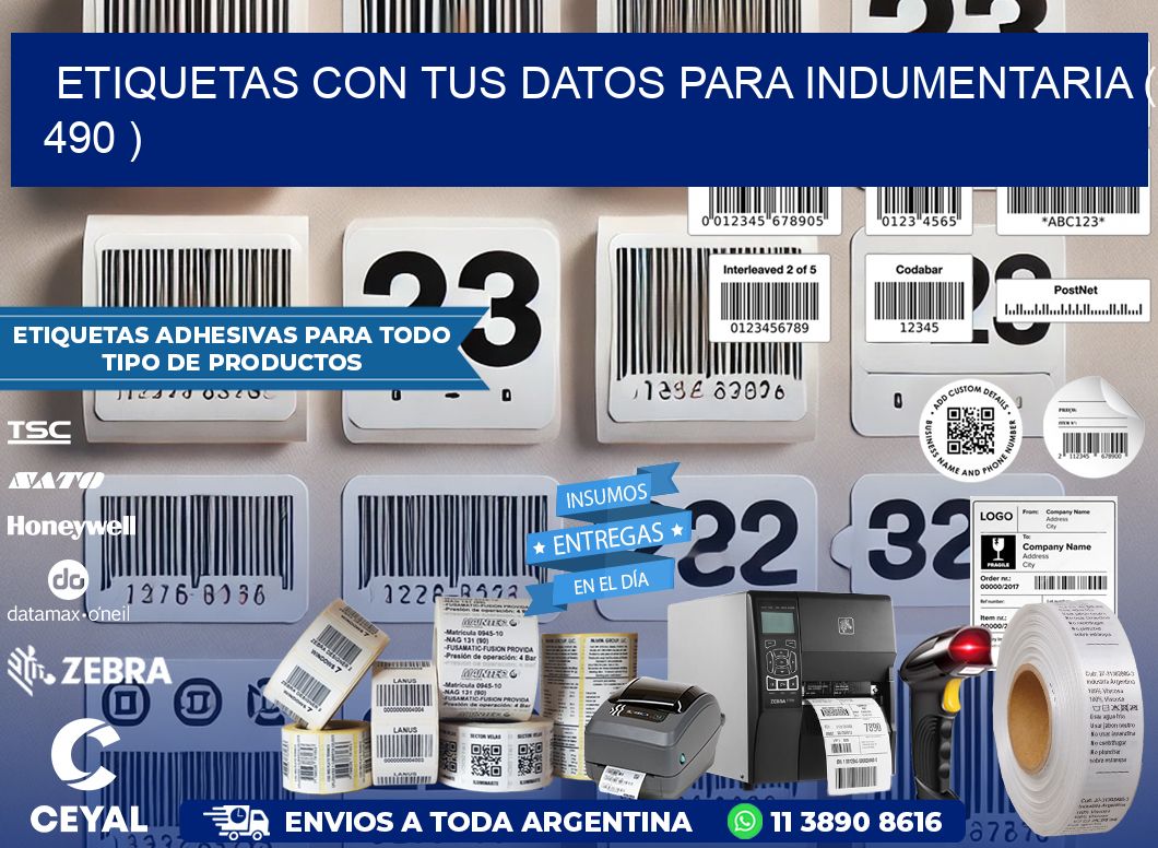 ETIQUETAS CON TUS DATOS PARA INDUMENTARIA ( 490 )