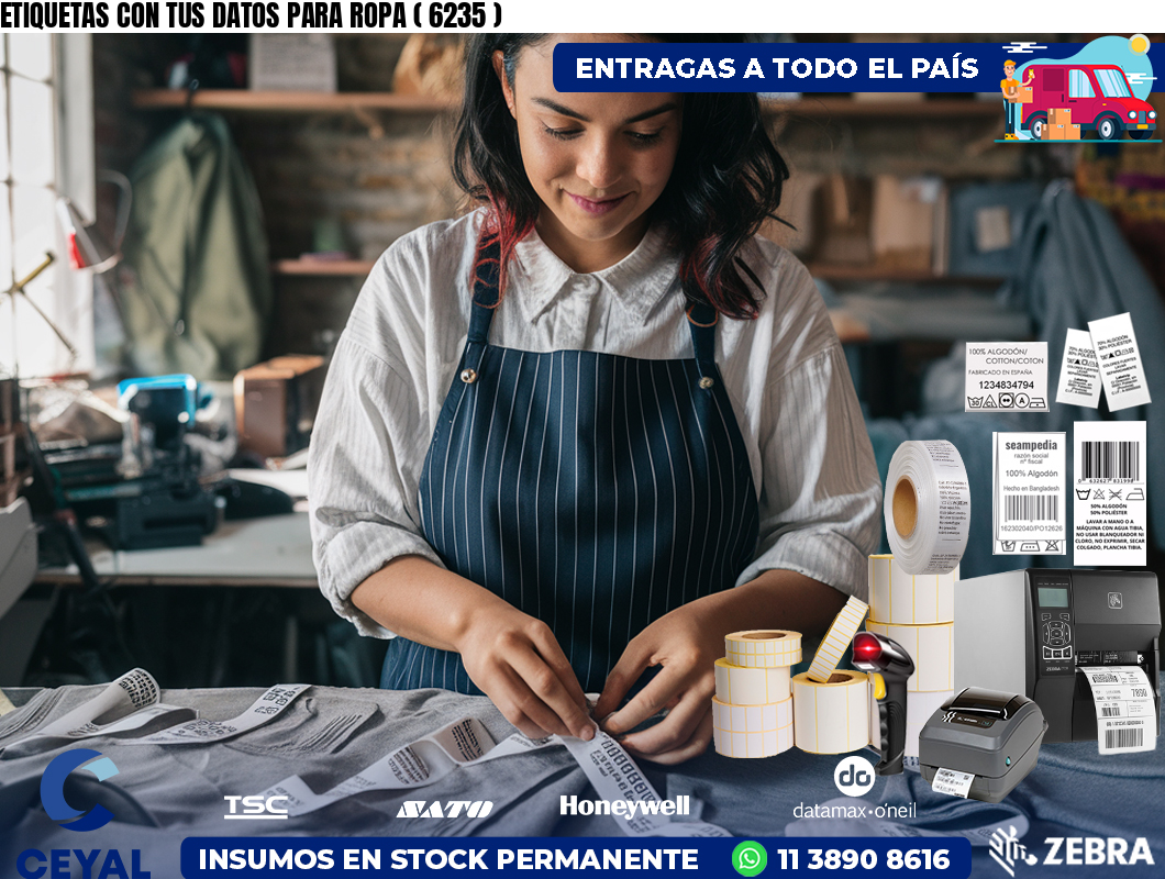 ETIQUETAS CON TUS DATOS PARA ROPA ( 6235 )