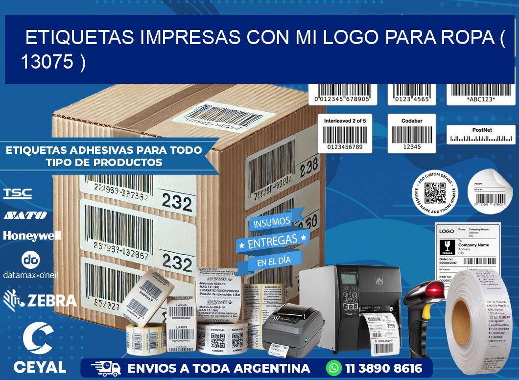 ETIQUETAS IMPRESAS CON MI LOGO PARA ROPA ( 13075 )