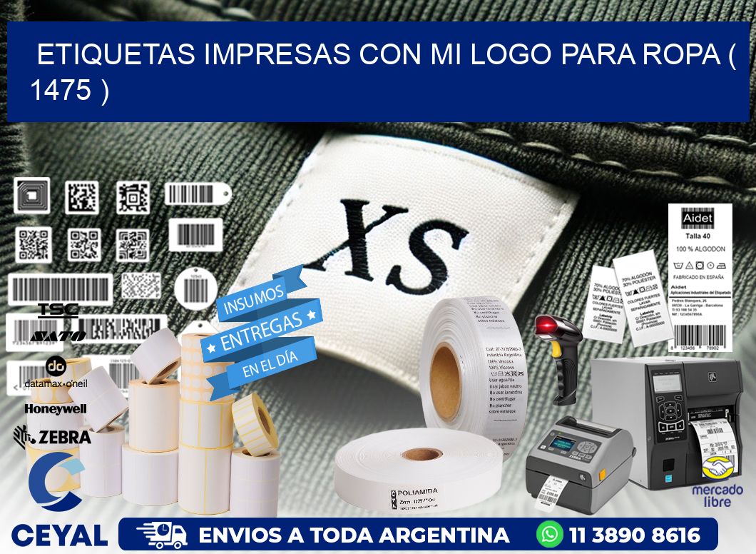 ETIQUETAS IMPRESAS CON MI LOGO PARA ROPA ( 1475 )