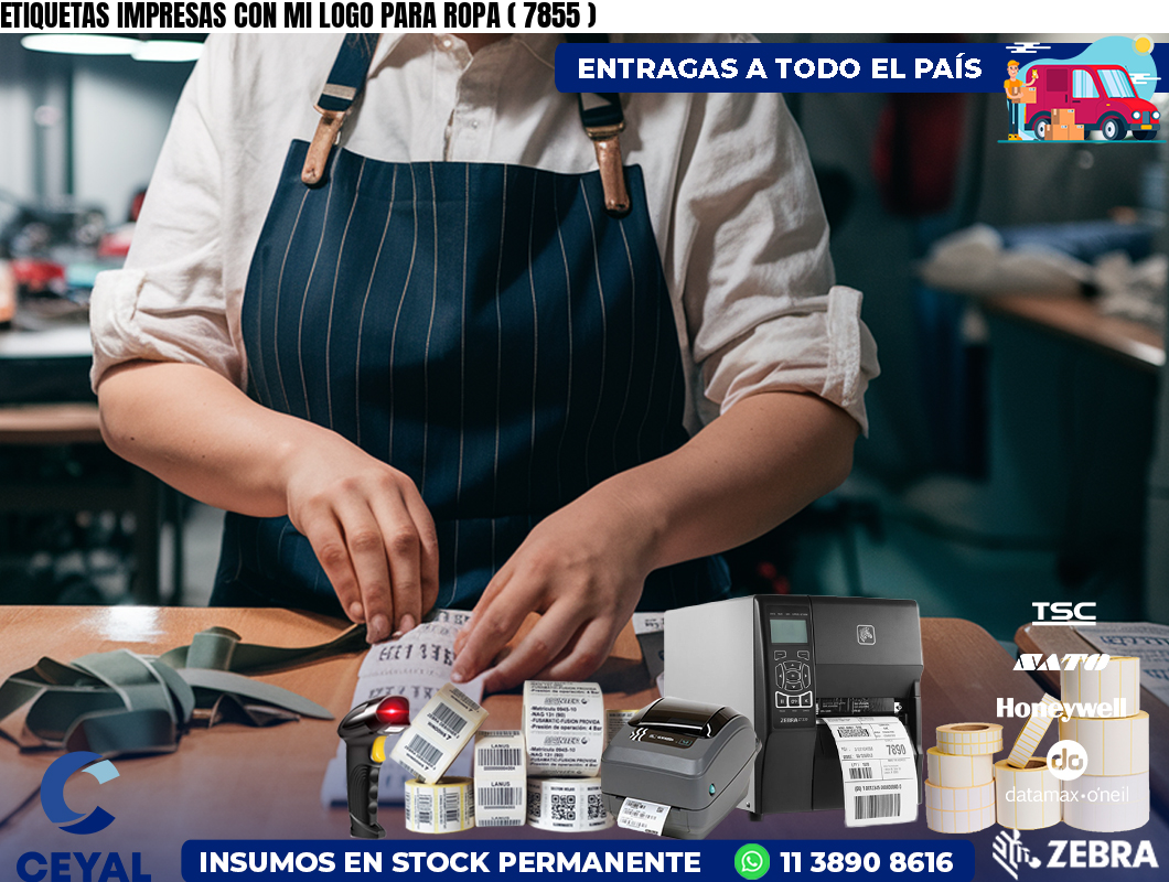 ETIQUETAS IMPRESAS CON MI LOGO PARA ROPA ( 7855 )