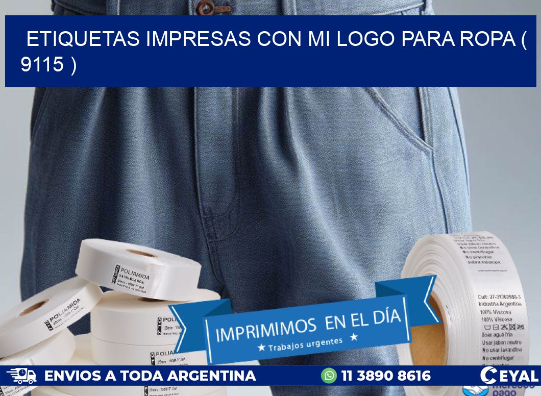 ETIQUETAS IMPRESAS CON MI LOGO PARA ROPA ( 9115 )