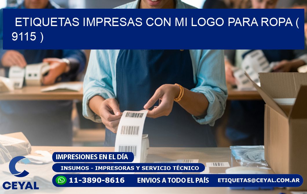 ETIQUETAS IMPRESAS CON MI LOGO PARA ROPA ( 9115 )