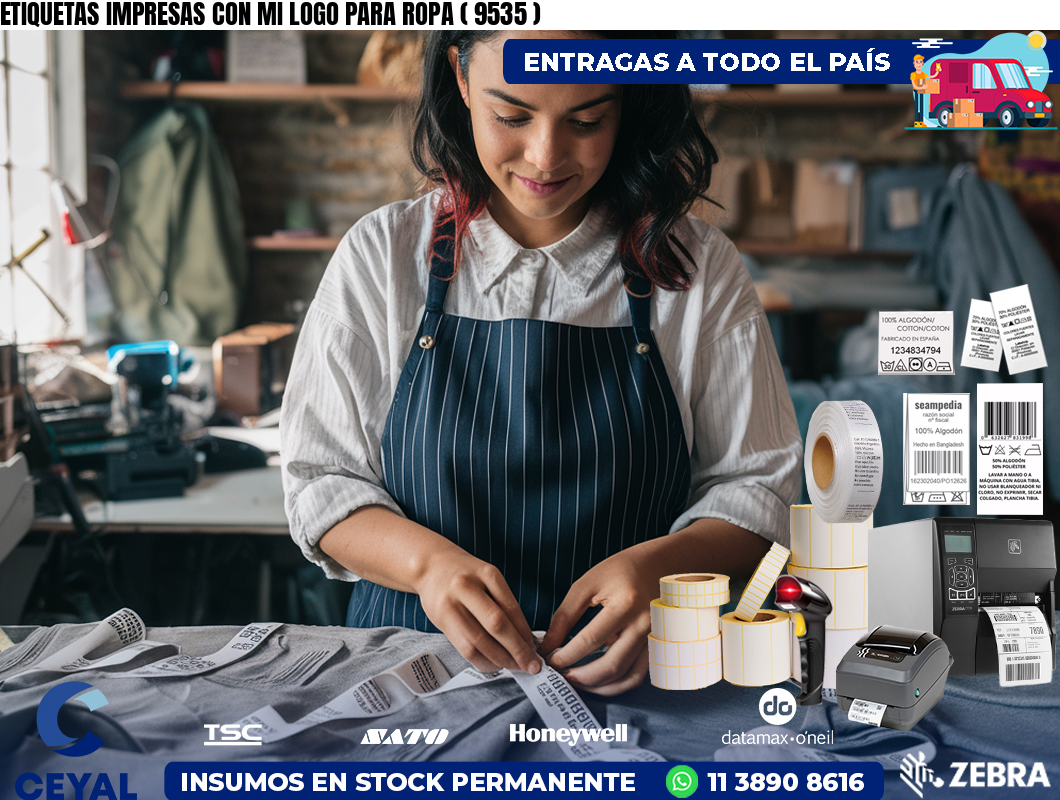 ETIQUETAS IMPRESAS CON MI LOGO PARA ROPA ( 9535 )