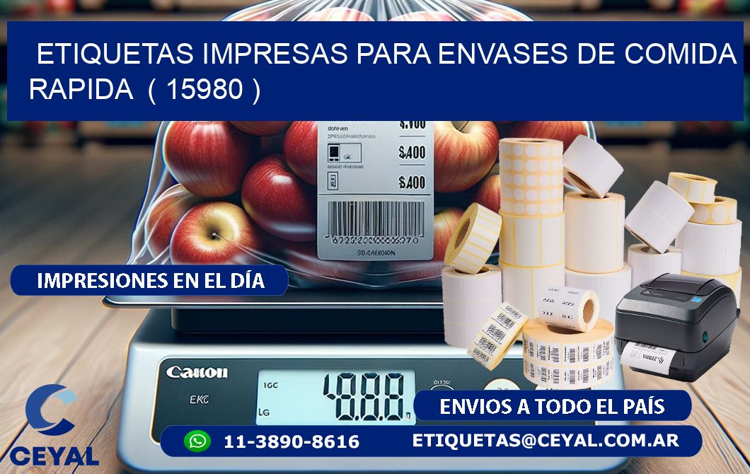 ETIQUETAS IMPRESAS PARA ENVASES DE COMIDA RAPIDA  ( 15980 )