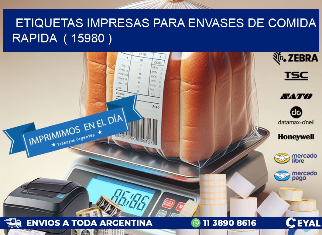 ETIQUETAS IMPRESAS PARA ENVASES DE COMIDA RAPIDA  ( 15980 )