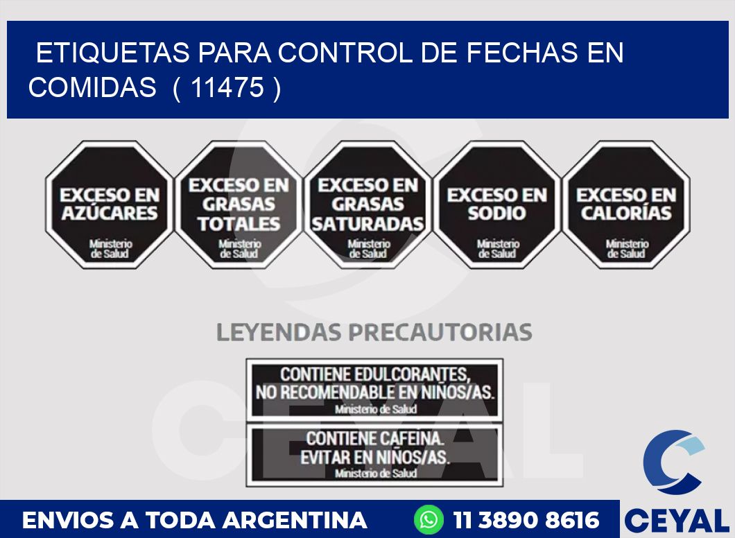 ETIQUETAS PARA CONTROL DE FECHAS EN COMIDAS  ( 11475 )