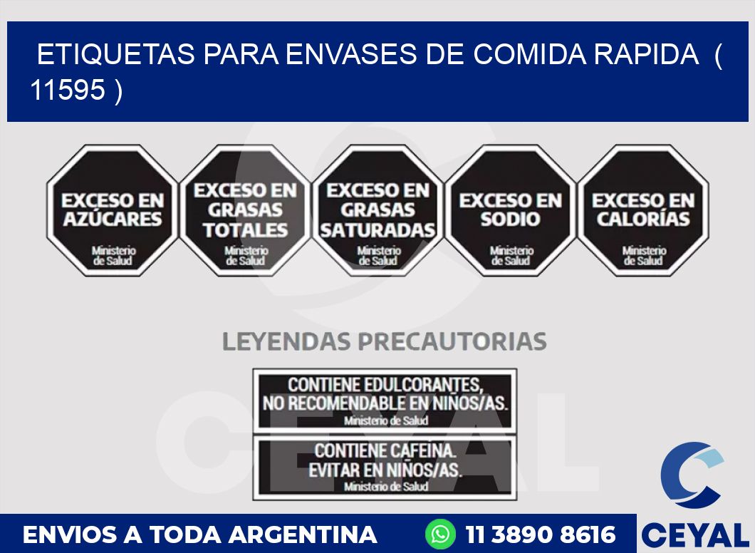 ETIQUETAS PARA ENVASES DE COMIDA RAPIDA  ( 11595 )