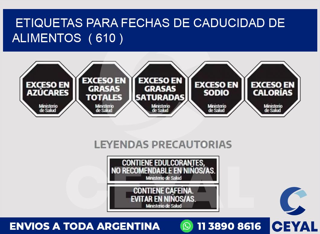 ETIQUETAS PARA FECHAS DE CADUCIDAD DE ALIMENTOS  ( 610 )