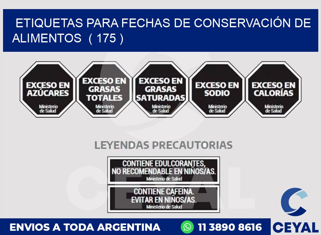 ETIQUETAS PARA FECHAS DE CONSERVACIÓN DE ALIMENTOS  ( 175 )