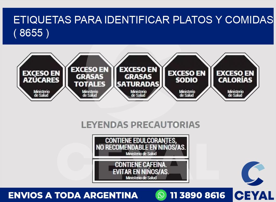 ETIQUETAS PARA IDENTIFICAR PLATOS Y COMIDAS  ( 8655 )