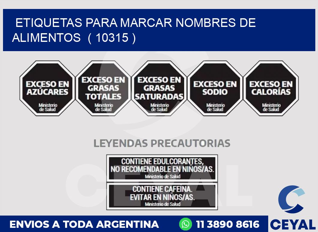 ETIQUETAS PARA MARCAR NOMBRES DE ALIMENTOS  ( 10315 )