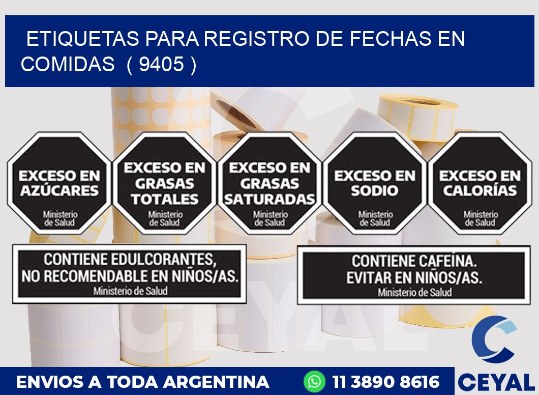 ETIQUETAS PARA REGISTRO DE FECHAS EN COMIDAS  ( 9405 )