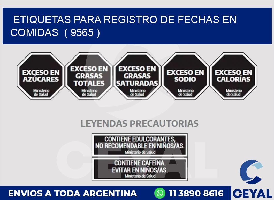 ETIQUETAS PARA REGISTRO DE FECHAS EN COMIDAS  ( 9565 )