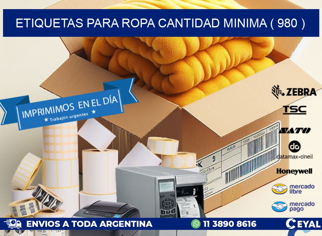 ETIQUETAS PARA ROPA CANTIDAD MINIMA ( 980 )
