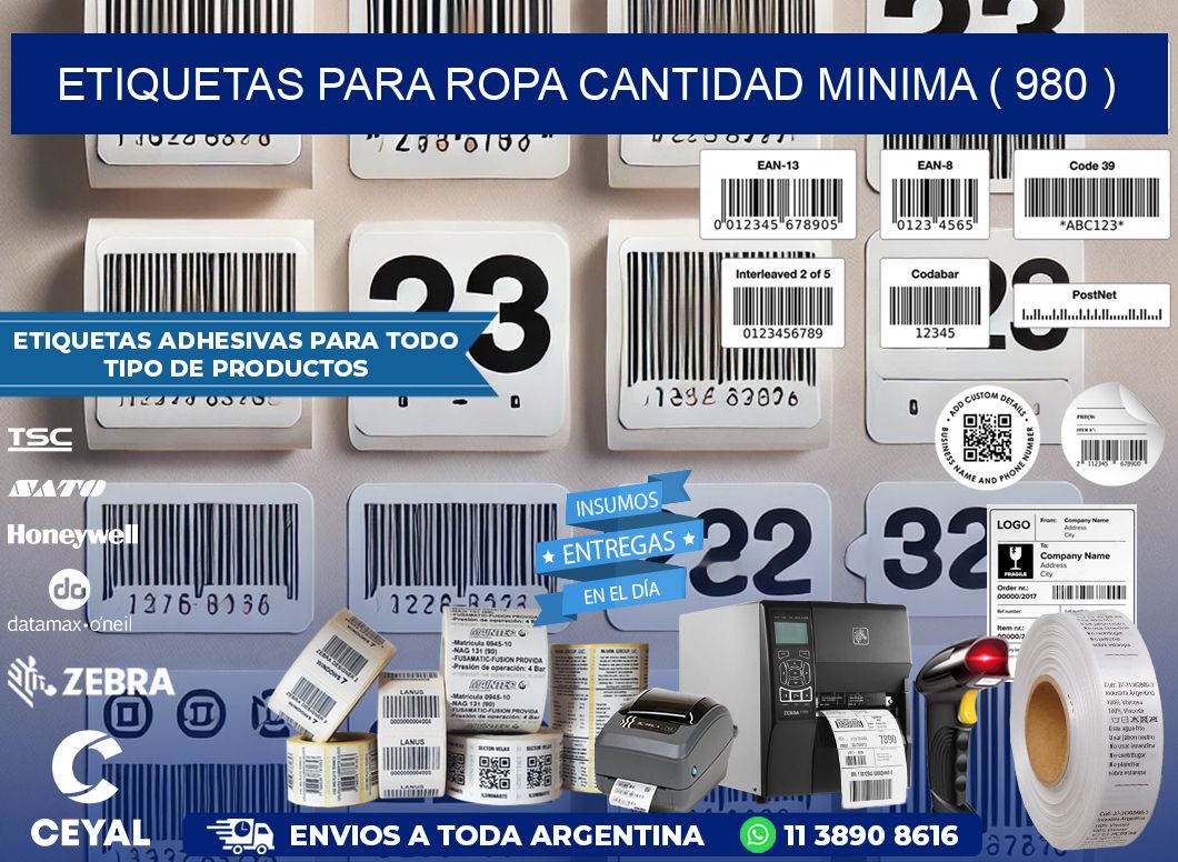 ETIQUETAS PARA ROPA CANTIDAD MINIMA ( 980 )