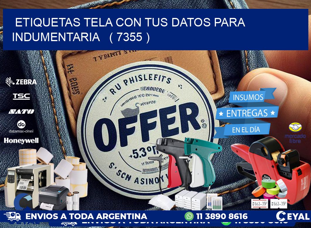 ETIQUETAS TELA CON TUS DATOS PARA INDUMENTARIA   ( 7355 )
