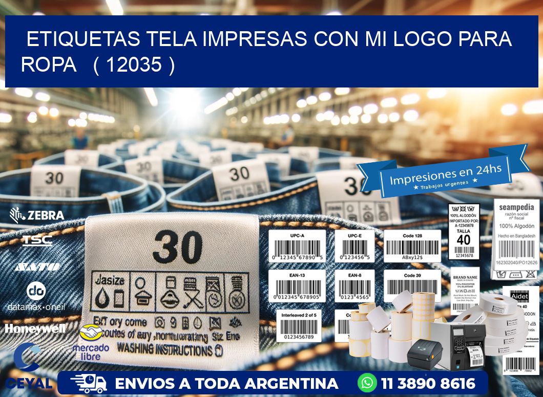 ETIQUETAS TELA IMPRESAS CON MI LOGO PARA ROPA   ( 12035 )