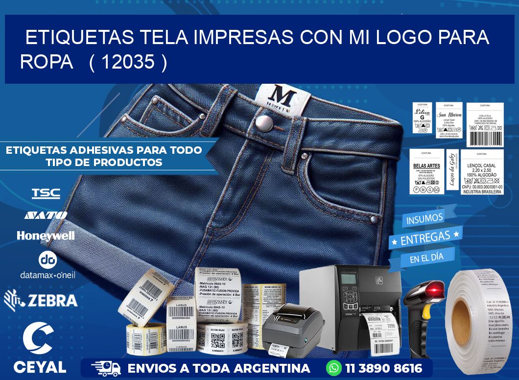 ETIQUETAS TELA IMPRESAS CON MI LOGO PARA ROPA   ( 12035 )