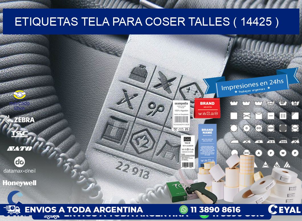 ETIQUETAS TELA PARA COSER TALLES ( 14425 )