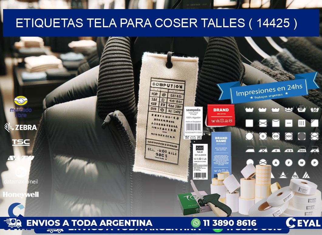 ETIQUETAS TELA PARA COSER TALLES ( 14425 )