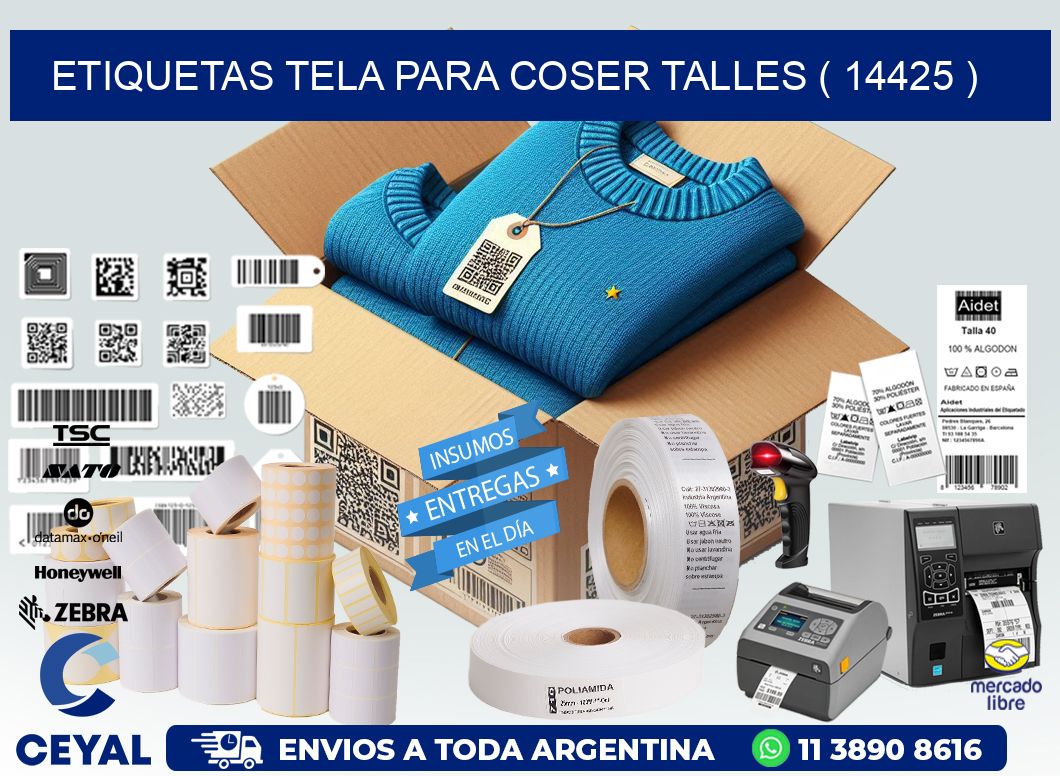 ETIQUETAS TELA PARA COSER TALLES ( 14425 )