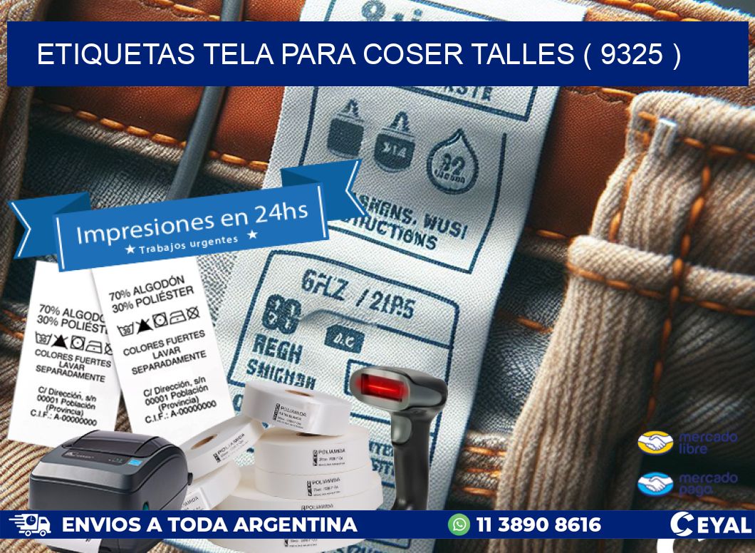 ETIQUETAS TELA PARA COSER TALLES ( 9325 )