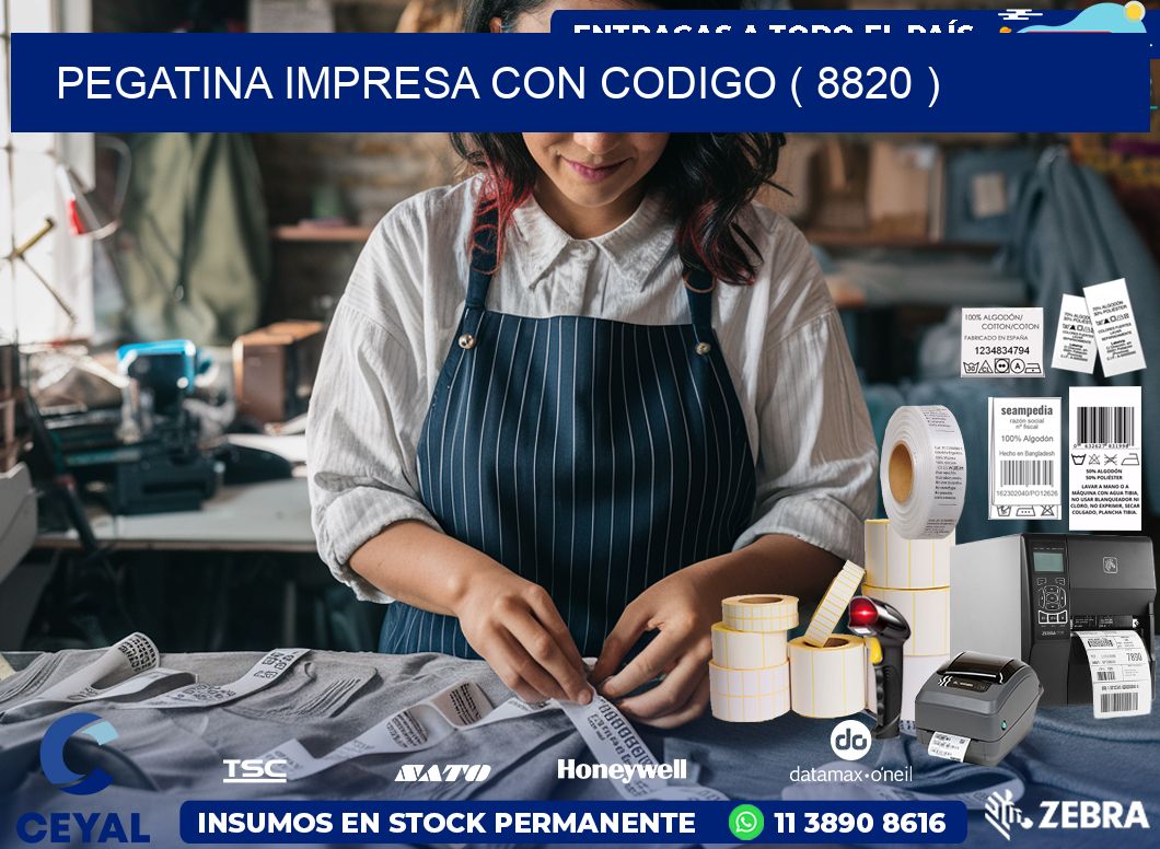 PEGATINA IMPRESA CON CODIGO ( 8820 )
