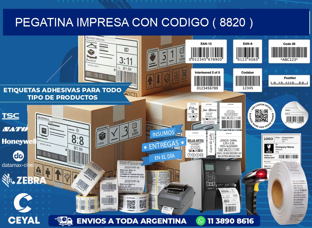 PEGATINA IMPRESA CON CODIGO ( 8820 )