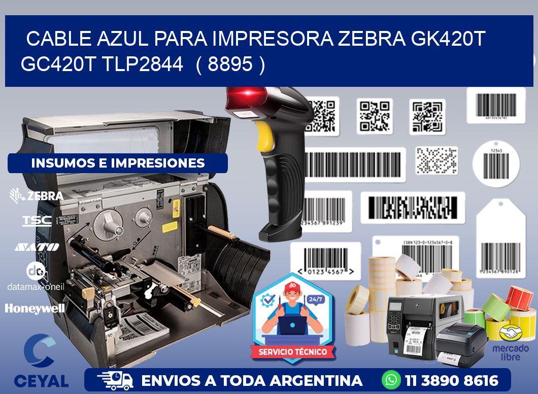 cable azul para impresora zebra GK420T GC420T TLP2844  ( 8895 )