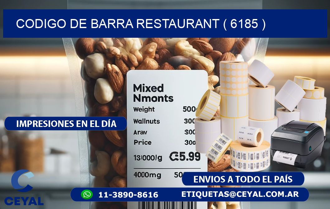 CODIGO DE BARRA RESTAURANT ( 6185 )
