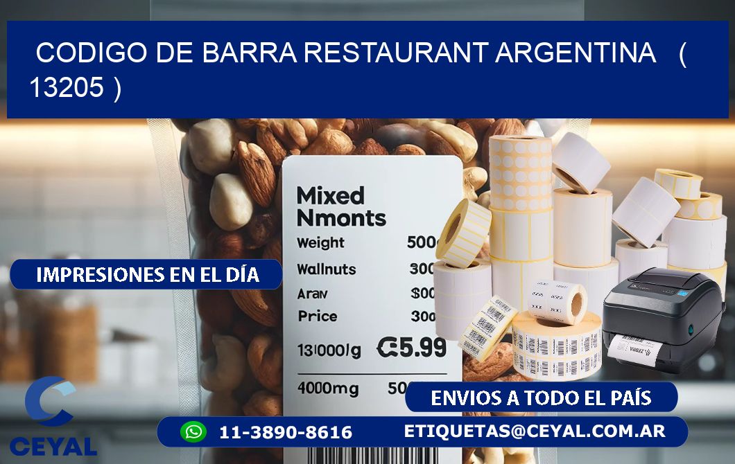 CODIGO DE BARRA RESTAURANT ARGENTINA   ( 13205 )