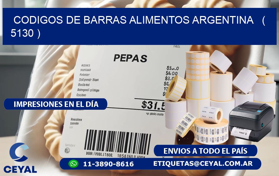 CODIGOS DE BARRAS ALIMENTOS ARGENTINA   ( 5130 )