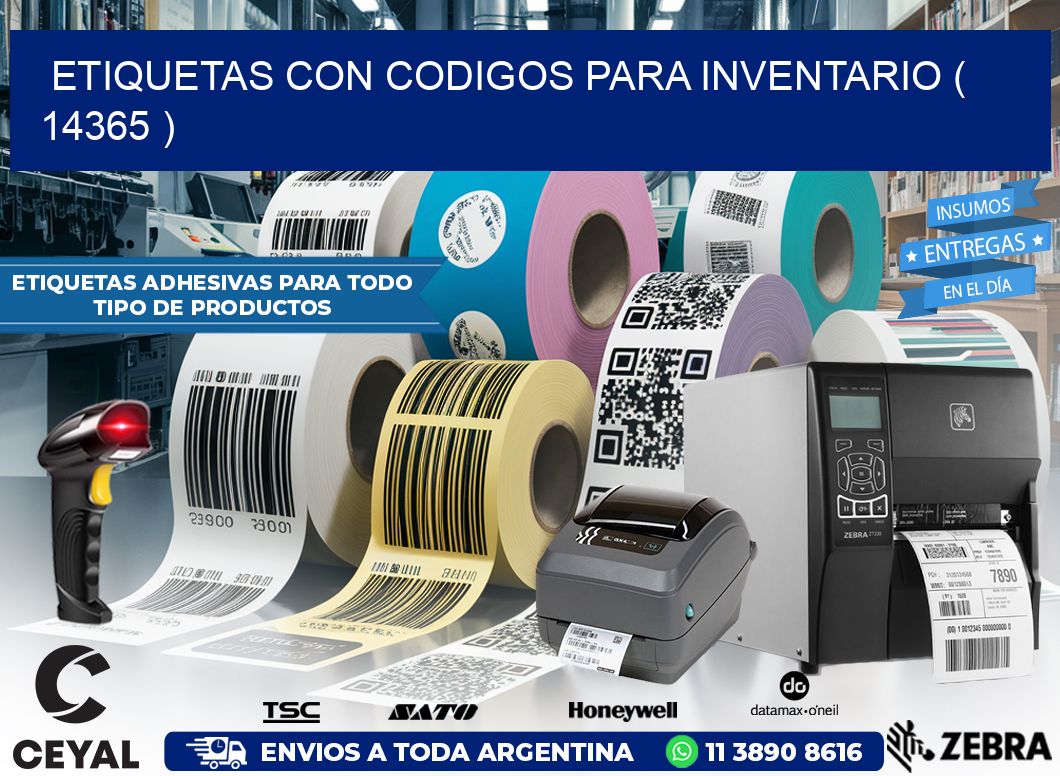 ETIQUETAS CON CODIGOS PARA INVENTARIO ( 14365 )