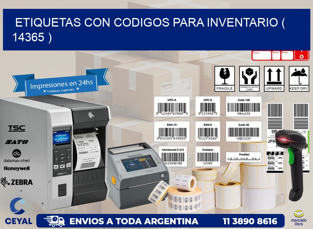 ETIQUETAS CON CODIGOS PARA INVENTARIO ( 14365 )