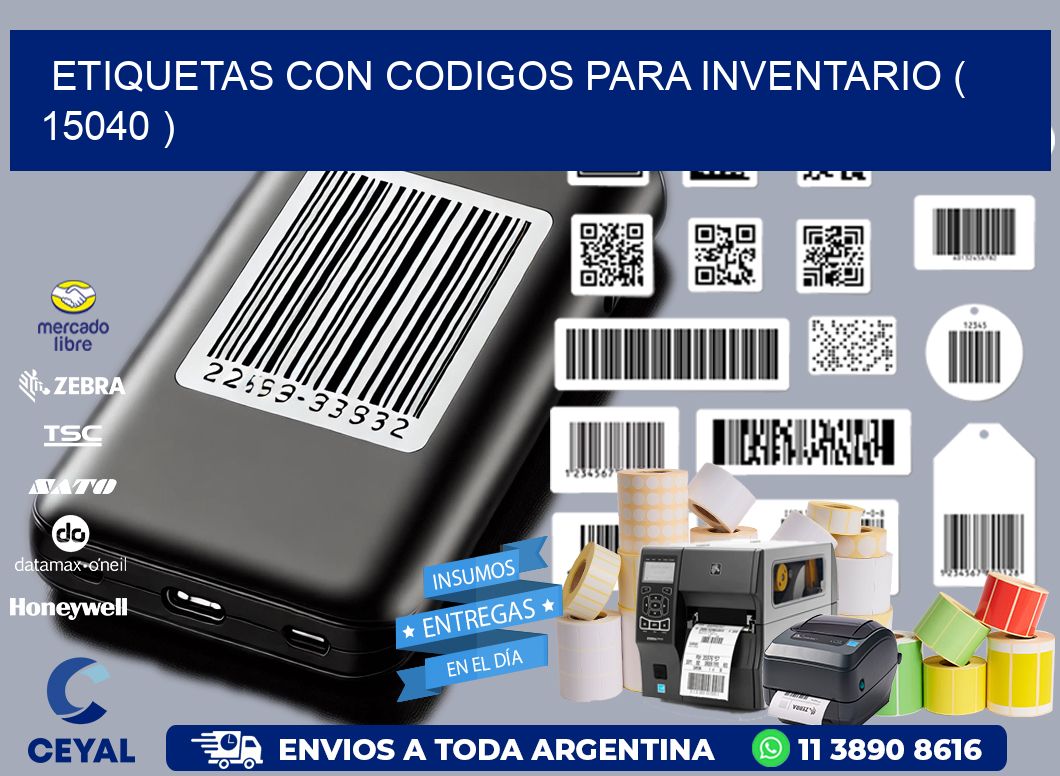 ETIQUETAS CON CODIGOS PARA INVENTARIO ( 15040 )