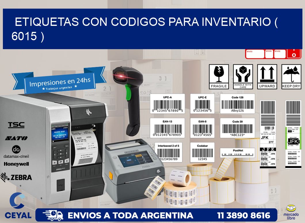 ETIQUETAS CON CODIGOS PARA INVENTARIO ( 6015 )