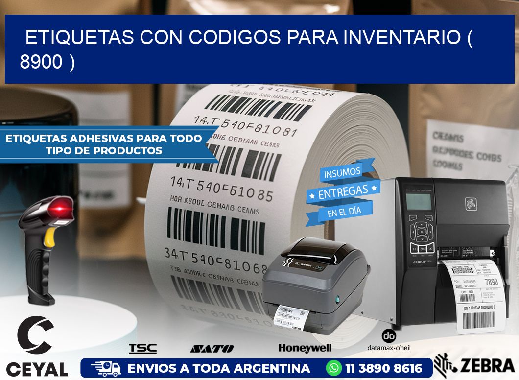 ETIQUETAS CON CODIGOS PARA INVENTARIO ( 8900 )