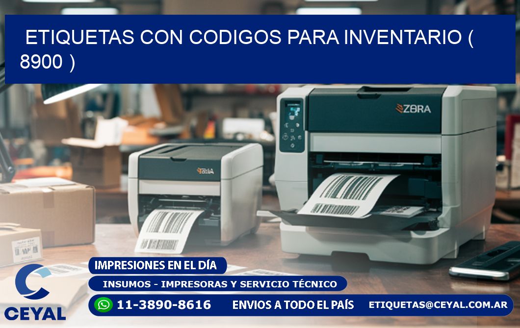 ETIQUETAS CON CODIGOS PARA INVENTARIO ( 8900 )