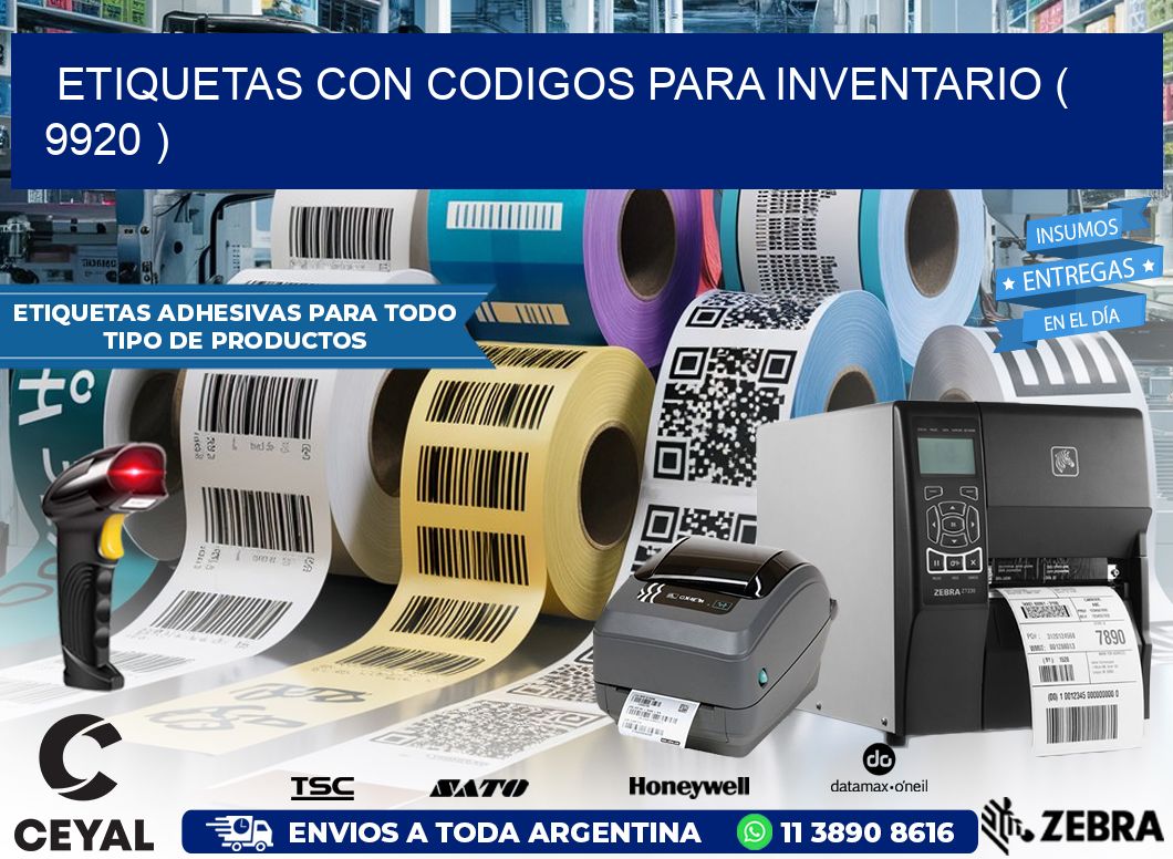ETIQUETAS CON CODIGOS PARA INVENTARIO ( 9920 )