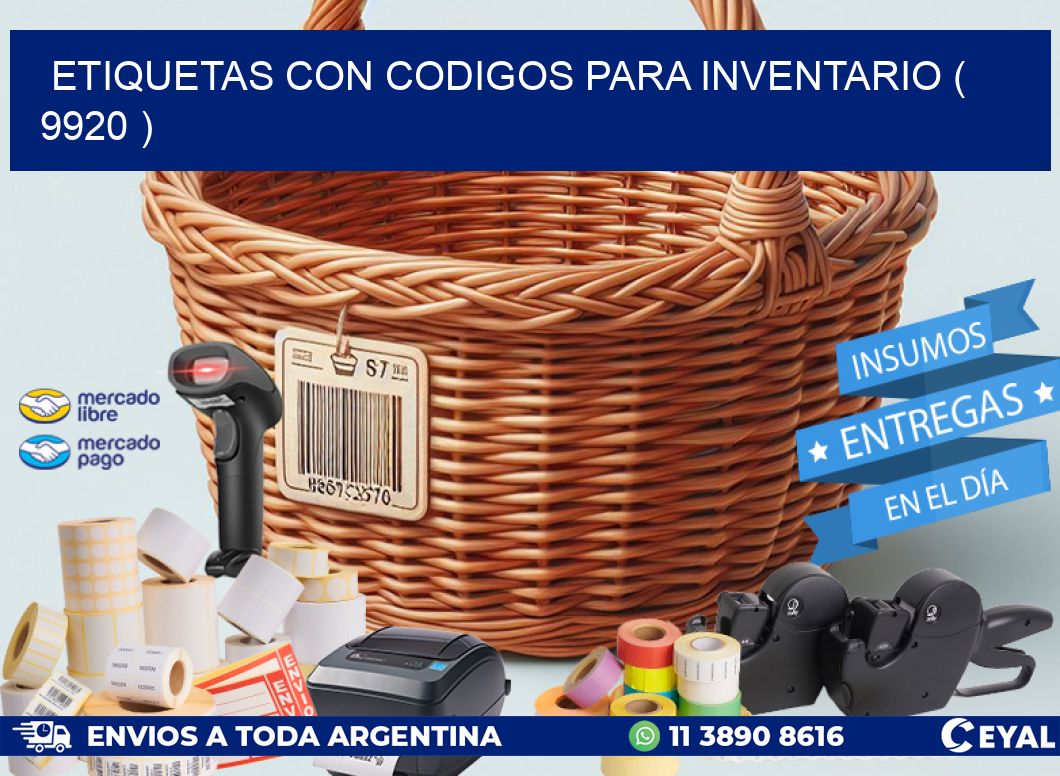 ETIQUETAS CON CODIGOS PARA INVENTARIO ( 9920 )