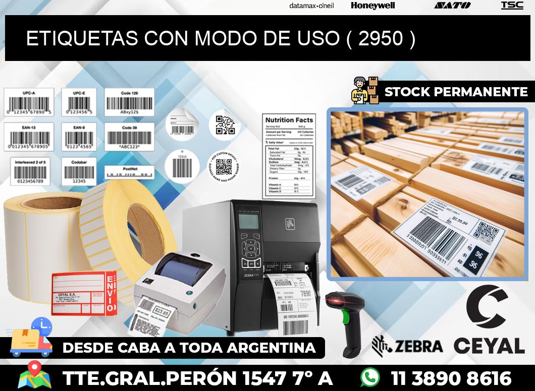 ETIQUETAS CON MODO DE USO ( 2950 )