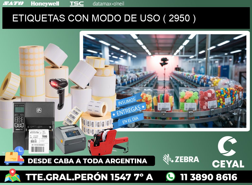 ETIQUETAS CON MODO DE USO ( 2950 )