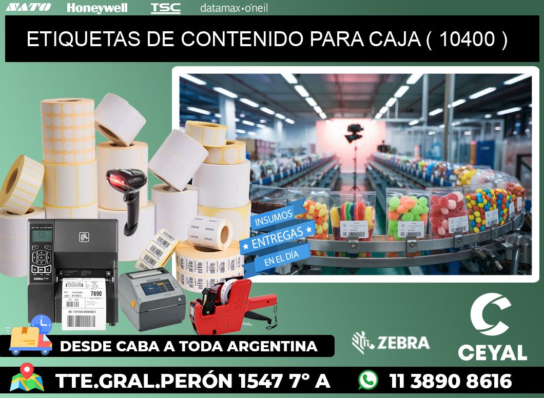 ETIQUETAS DE CONTENIDO PARA CAJA ( 10400 )