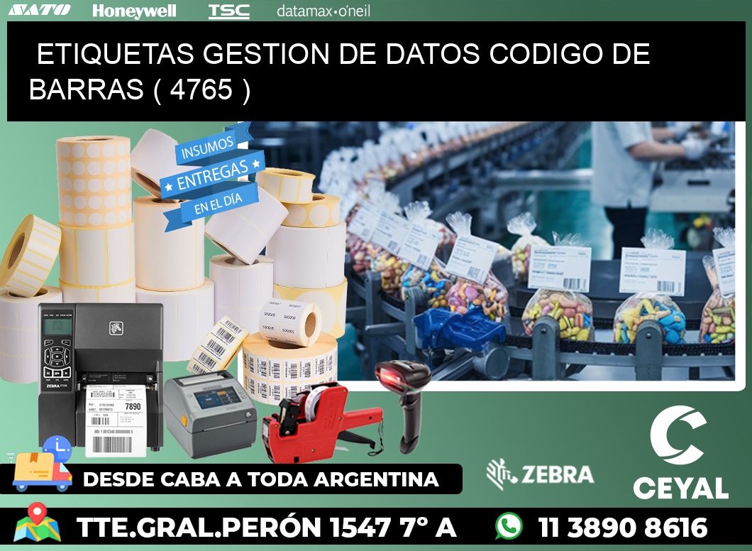 ETIQUETAS GESTION DE DATOS CODIGO DE BARRAS ( 4765 )