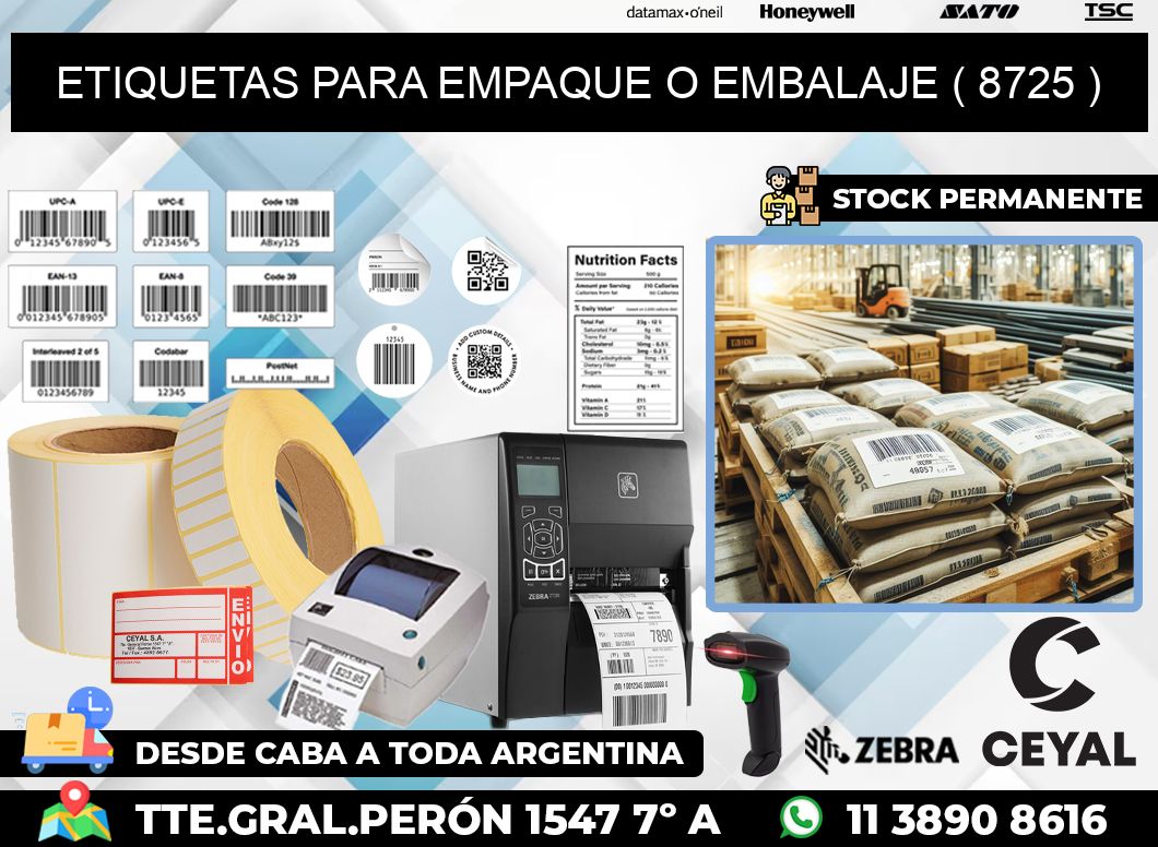 ETIQUETAS PARA EMPAQUE O EMBALAJE ( 8725 )